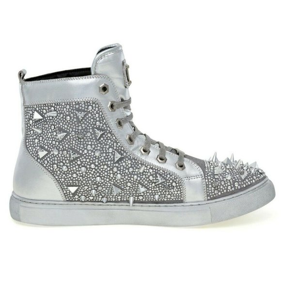Men's J75 by Jump Zambia Silver Studded Suede NWT - Picture 2 of 4
